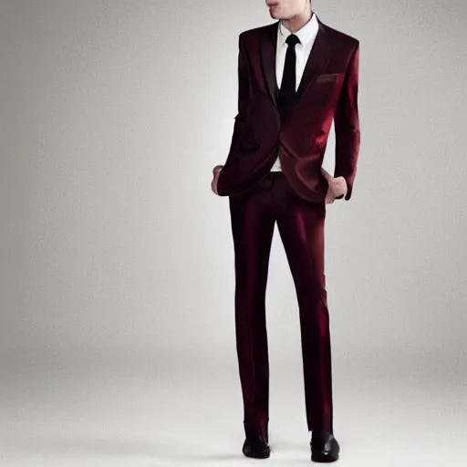 Image similar to a model wearing an impressive shining suit, photograph, clothing model