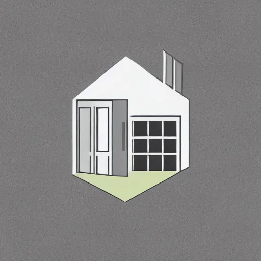 Image similar to house with a door open, minimalistic, vectorized logo style