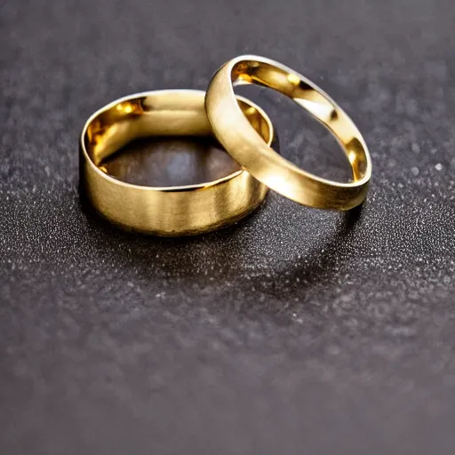 Image similar to gold wedding rings, thin, twist in the middle water texture on the ring, white background