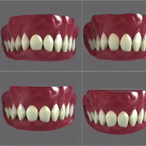 Image similar to poorly rendered 3 d set of teeth