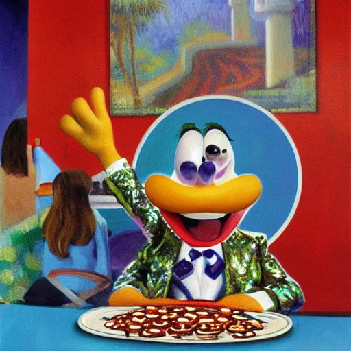 Image similar to painting of chuck e cheese by monet