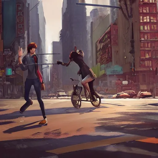 Image similar to new york city, style game square enix life is strange remake, trending on artstation, painted by greg rutkowski, render with game the last of us parte ii details