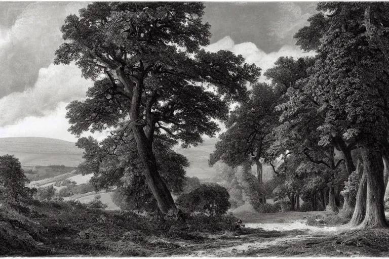 Image similar to a landscape of the english countryside by ansel adams