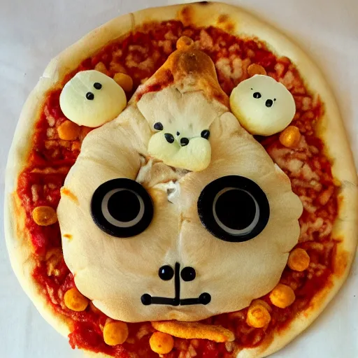 Image similar to tardigrade made of pizza