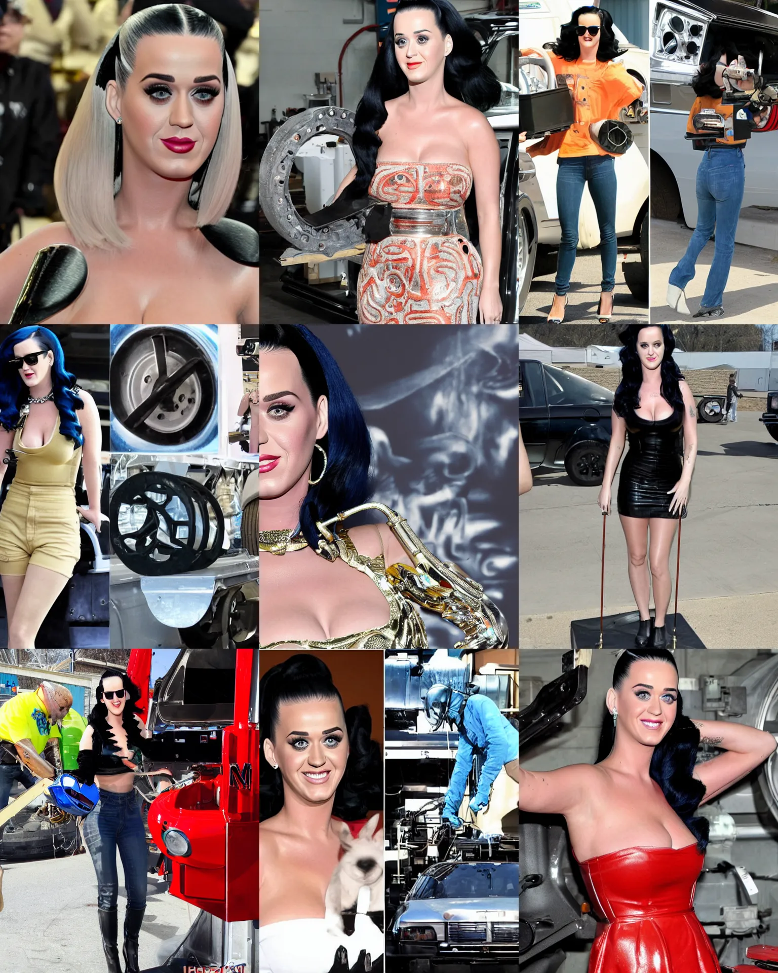 Prompt: katy perry, welding car parts