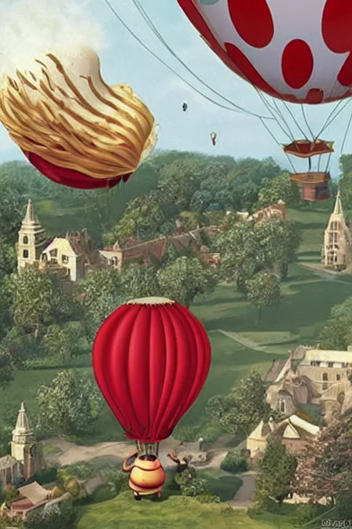 Image similar to queen elizabeth ii in up ( 2 0 0 9 film ) pixar flying in a balloon house