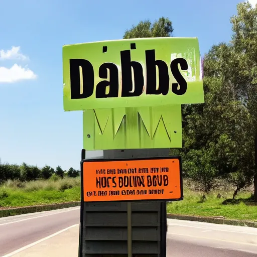 Image similar to a sign that says dababus