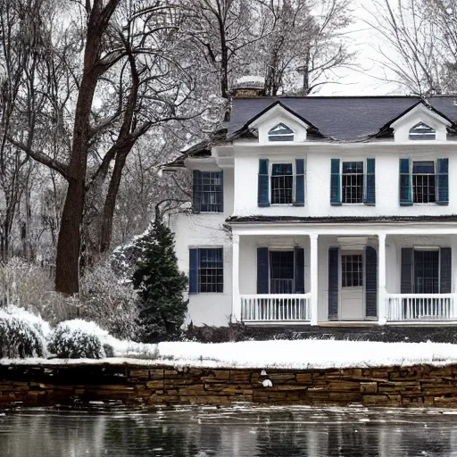 Image similar to winter colonial house,