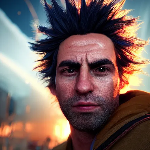 Image similar to portrait art of rick sanchez 8 k ultra realistic, lens flare, atmosphere, glow, detailed, intricate, full of colour, cinematic lighting, trending on artstation, 4 k, hyperrealistic, focused, extreme details, unreal engine 5, cinematic, masterpiece