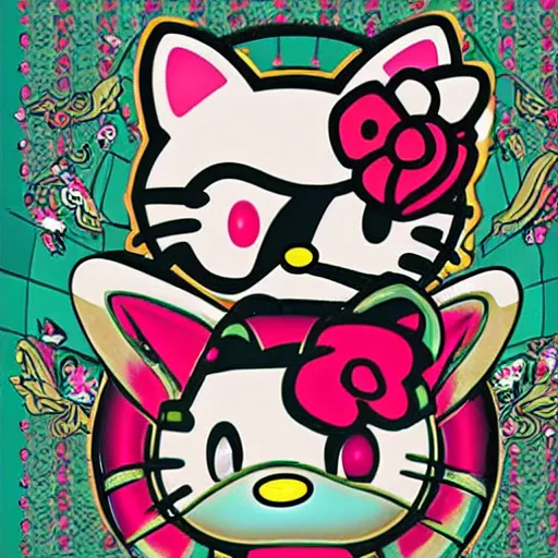 Prompt: Hello Kitty, artwork by Jasmine Becket-Griffith,