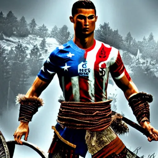 Prompt: cristiano ronaldo in the God of War game