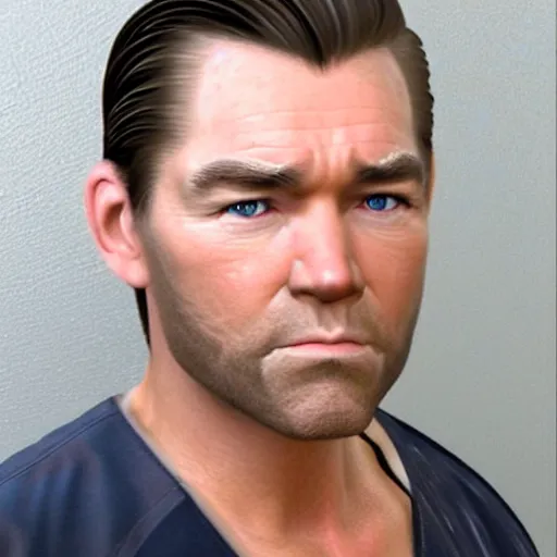 Image similar to antony starr with slicked blonde hair mugshot, 8 k