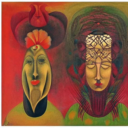 Image similar to floral face portrait by leonetto cappiello and wojciech siudmak and ernst fuchs, anni albers, oil on canvas