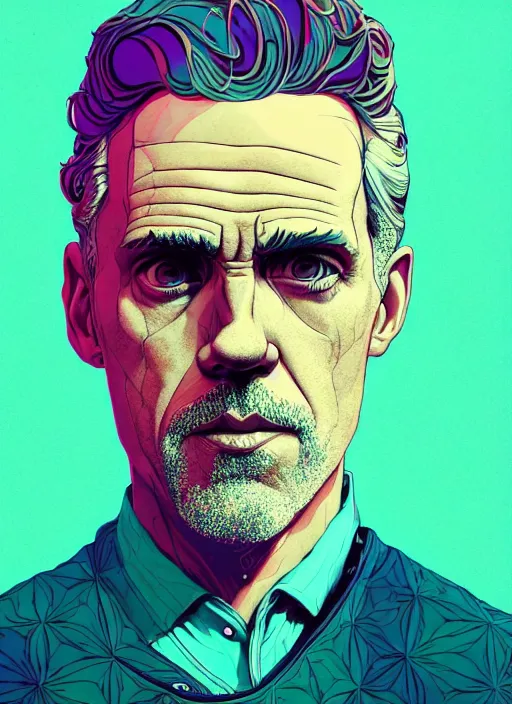 Prompt: portrait of jordan peterson, old, wise, artstation winner by victo ngai, kilian eng and by jake parker, by conrad roset, swirly vibrant color lines, winning award masterpiece, fantastically gaudy, aesthetic octane render, 8 k hd resolution