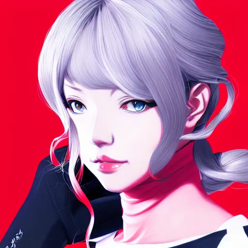 Image similar to Ann Takamaki from Persona 5, anime, elegant, 2d, ultra highly detailed, digital painting, smooth, sharp focus, artstation, portrait art by Ilya Kuvshinov