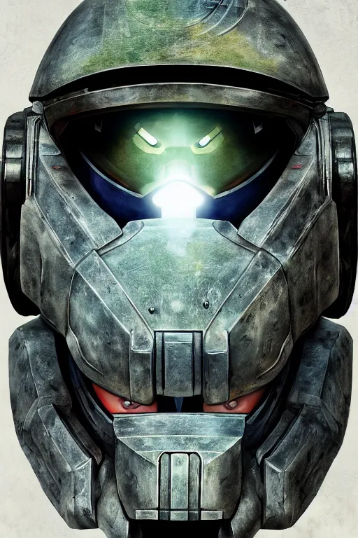 Image similar to robot ninja mask helmet halo master chief radiating a glowing aura global illumination ray tracing hdr fanart arstation by ian pesty and katarzyna da „ bek - chmiel