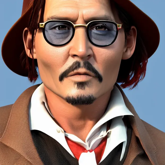 Prompt: johnny depp as a pixar disney character from up 2 0 0 9 unreal engine octane render 3 d render photorealistic