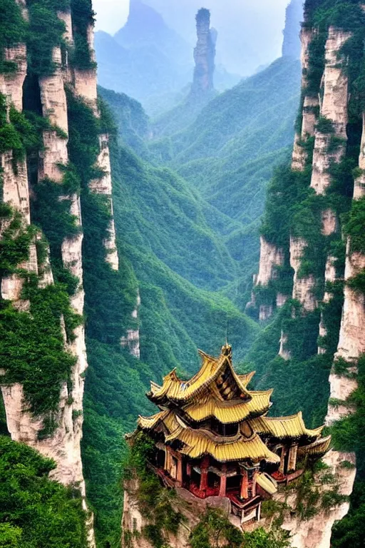 Prompt: zhangjiajie pipe organ, award winning national geographic, iol painting