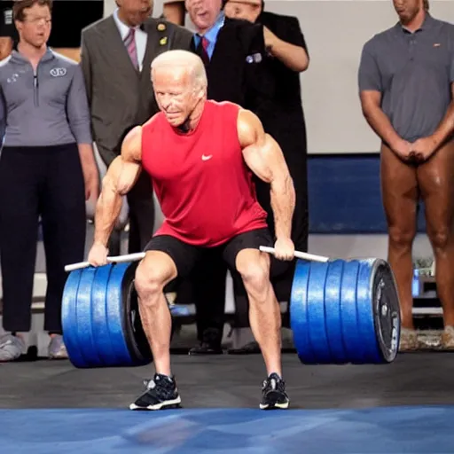 Image similar to muscular Biden Deadlifting