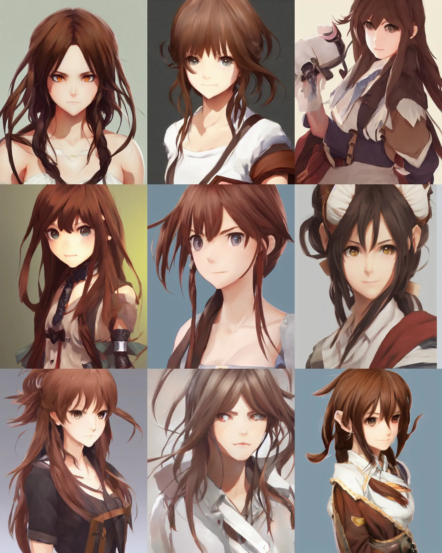 Prompt: a jrpg female protagonist with big round eyebrows and brown hair by krenz cushart, detailed, trending on artstation, pixiv, vector art