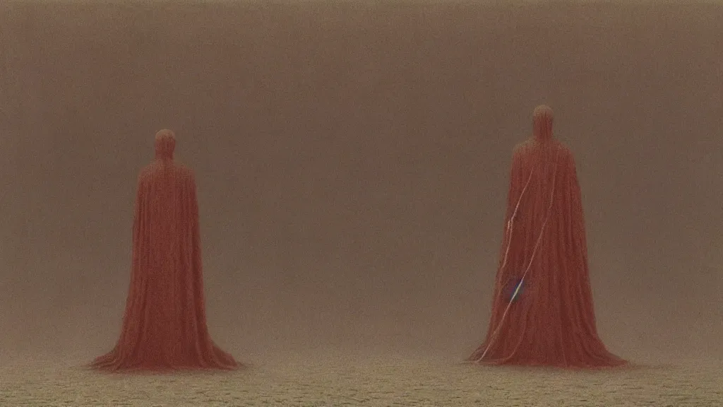 Prompt: the it watches me while I live by Zdzisław Beksiński, film still, cinematic