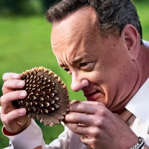 Prompt: tom hanks eating pangolin