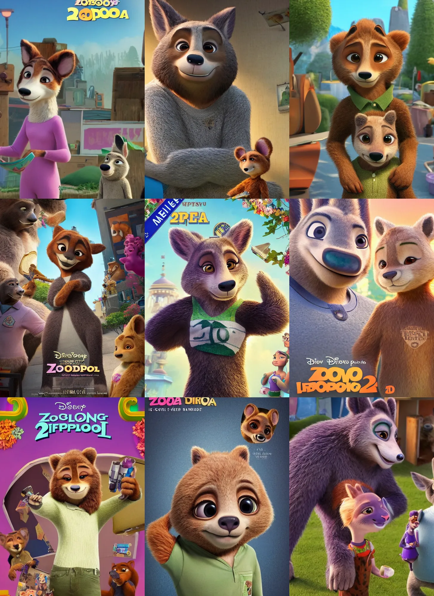Prompt: a new girl bear character in the house, zootopia 2