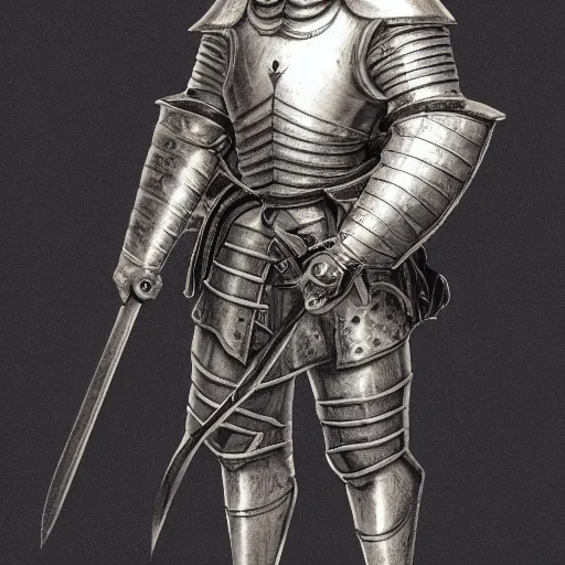 Prompt: hyperdetailed full body portrait of a knight