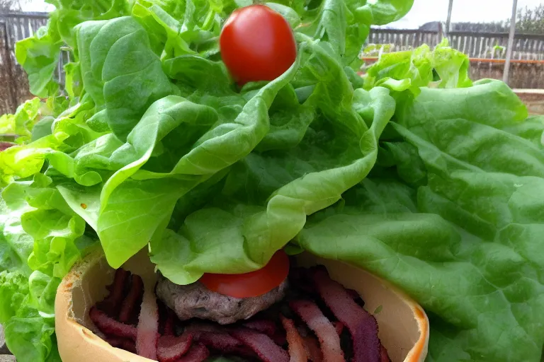 Image similar to growing cheeseburgers in the garden this summer, look at my hamburger plant, this one even grows bacon - cheeseburgers