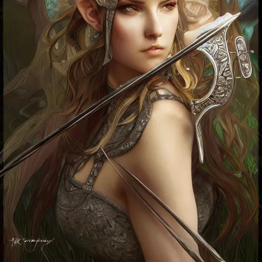 Prompt: a photograpic of elven archers, cute, fantasy, intricate, elegant, highly detailed, digital painting, artstation, long shot, photographic, half-body portrait, concept art, smooth, sharp focus, illustration, art by artgerm and H R Giger and alphonse mucha