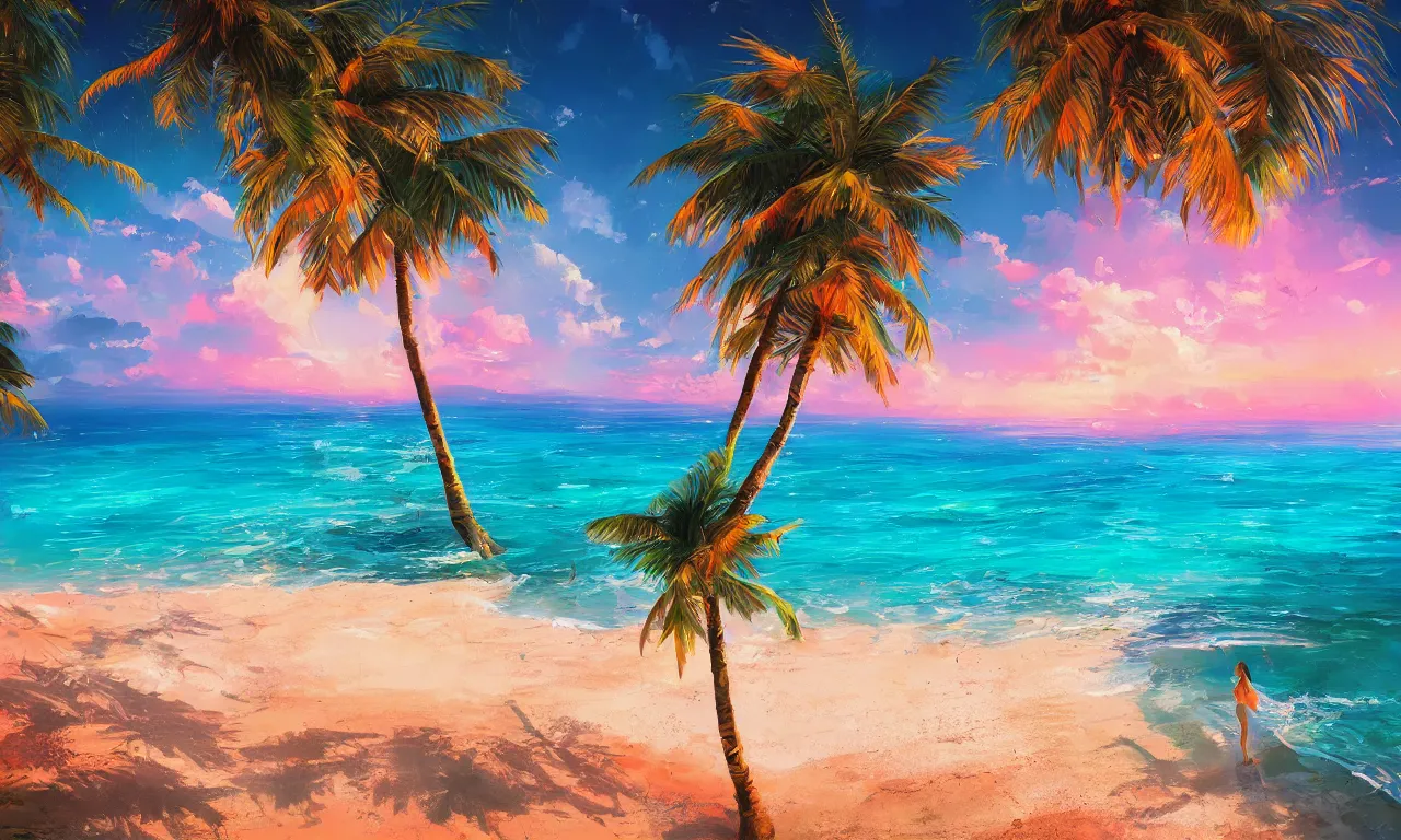 Image similar to fantasy paradise beach coast by alena aenami artworks in 4 k