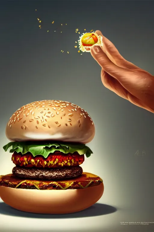 Image similar to a hamburger as a faberge egg, anatomy, bathed in light, highly detailed, photorealistic, artstation, smooth, sharp focus, illustration, unreal engine 5, 8 k, art by artgerm and greg rutkowski and edgar maxence