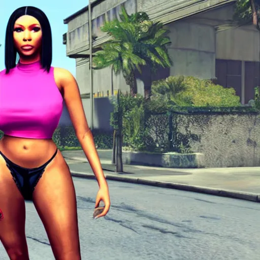 Prompt: nicki minaj in gta v cover art, hyper realistic