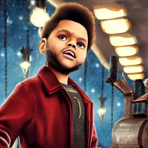 Image similar to the weeknd as a child in the movie the polar express