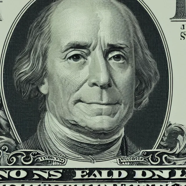 Image similar to one dollar bill with an emoji face, photograph