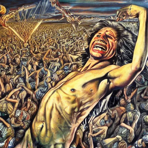 Prompt: Artwork by Peter Howson,