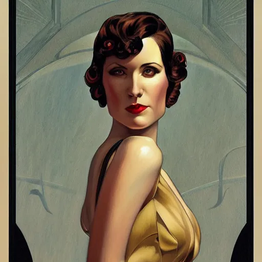 Image similar to a streamline moderne, ( art nouveau ), ( dieselpunk ) portrait in the style of charlie bowater, and in the style of donato giancola, and in the style of charles dulac. symmetry, smooth, sharp focus, intricate symmetrical ultrafine background detail.