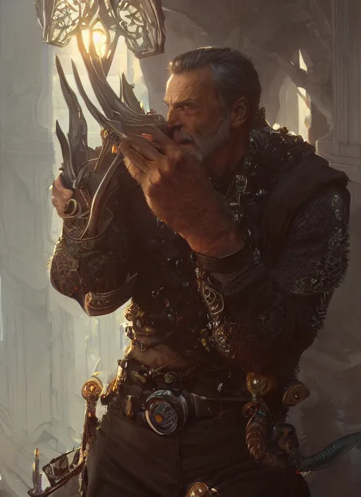 Image similar to clink eastwood as oscar diggs, intricate, d & d, fantasy, art nouveau, digital painting, trending on artstation, sharp focus, wide shot, illustration, global illumination, ray tracing, art by artgerm and greg rutkowski and ruan jia