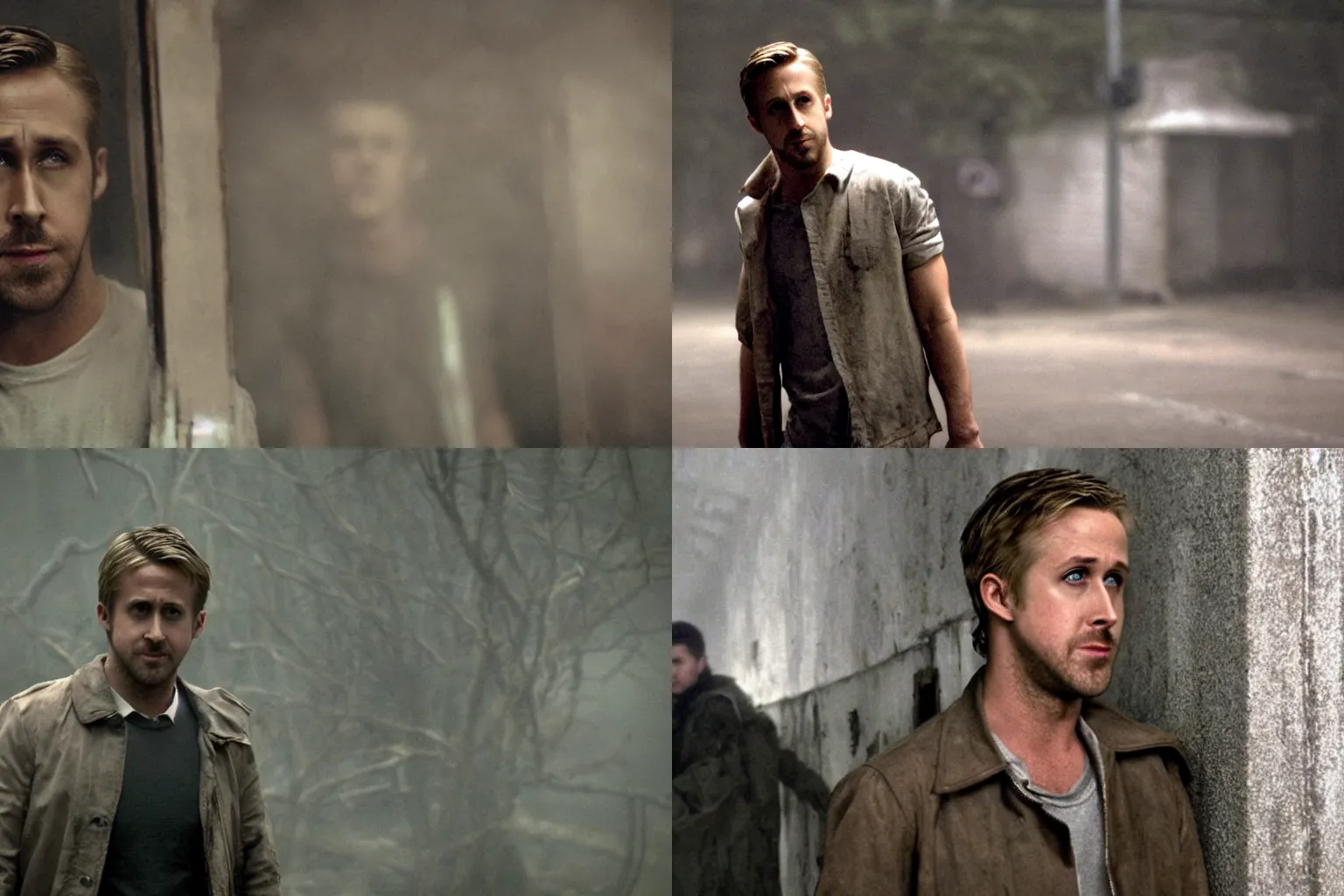 ryan gosling in silent hill 2, in-game screenshot, Stable Diffusion