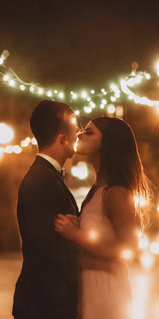 Image similar to a blurry picture of two beautiful people kissing, long exposure photograph, anamorphic bokeh, contrasting lighting