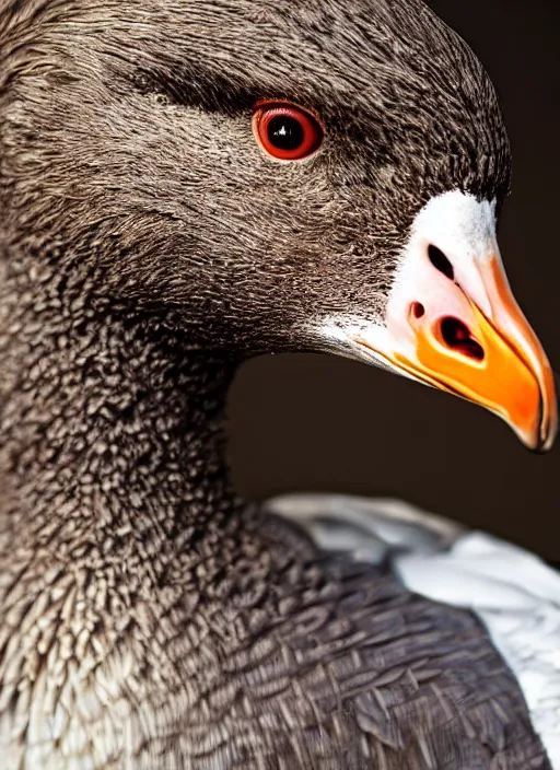 Image similar to closeup portrait of saul goodman fused with a goose, in court, natural light, bloom, detailed face, magazine, press, photo, steve mccurry, david lazar, canon, nikon, focus