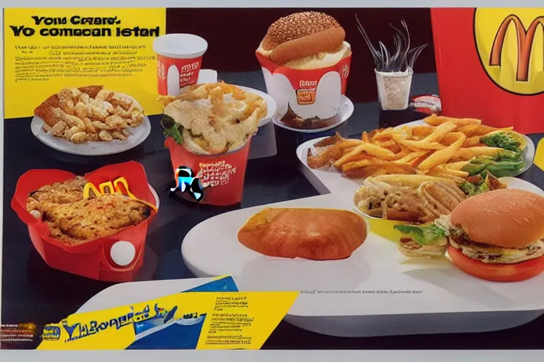 Image similar to mcdonald's television meal, y 2 k cybercore, advertisement photo