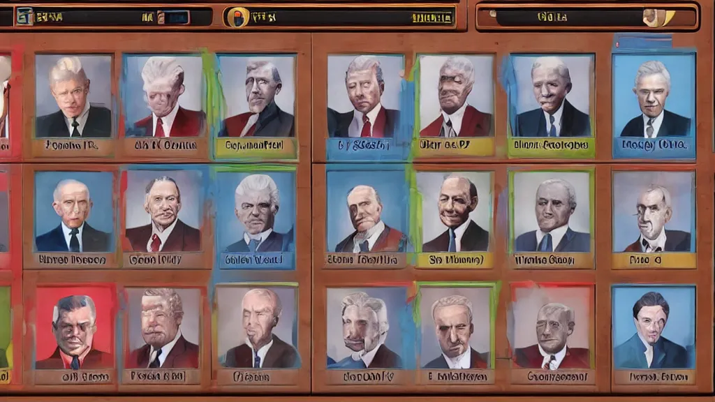 Image similar to character selection screen of a us presidents fighting video game