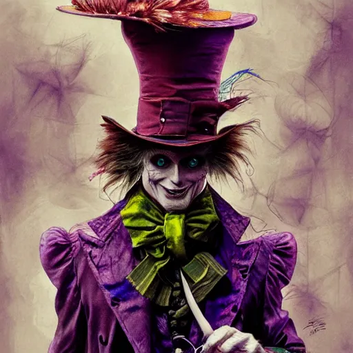 Image similar to the mad hatter by android jones, trending on artstation