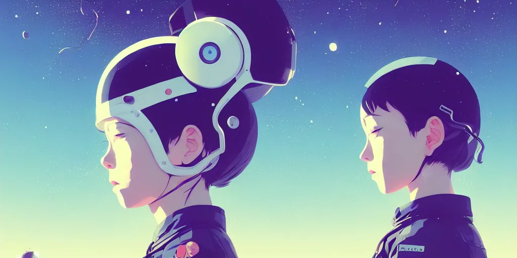 Prompt: portrait of a girl with astronaut helmets by ilya kuvshinov, cloudy sky background lush landscape ln illustration concept art anime key visual trending pixiv by victo ngai fanbox by greg rutkowski makoto shinkai takashi takeuchi studio ghibli