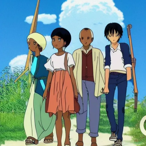 Prompt: somali friends, studio ghibli