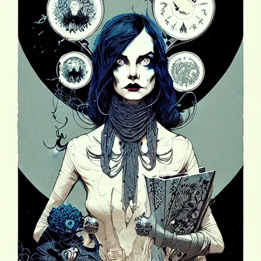 Image similar to portrait low light, by killian eng and joe fenton and martin deschambault and conrad roset, inspired by victorian sandman comic, blue and grey only, etching, fine, sharp high detail,