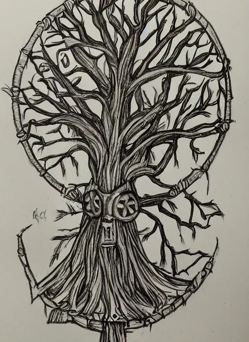 Prompt: Shaman, anachronistic drawing,8k detaling,tree of life