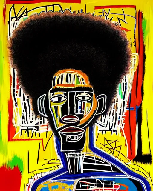 Image similar to high detailed !dream A extremely ultra highly detailed majestic hi-res beautiful immaculate head and shoulders award winning painting stunning masterpiece of the face of a strong black african man with an afro by Jean-Michel Basquiat, 8k, high textures, ultra hyper sharp, insanely detailed and intricate, super detailed, 8k HDR ultra high quality