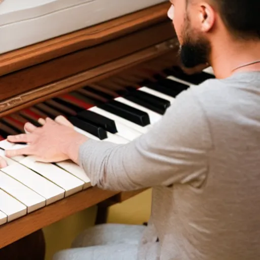 Prompt: piano playing a man